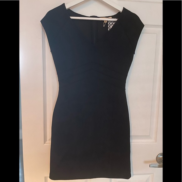 Suede Black Bodycon Dress - Picture 1 of 4